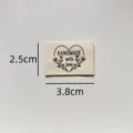 Minimalist handmade fabric label for sewing DIY crafts, heart flower design 2.5x3.8cm - Heart and Floral Style (md102)