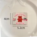 Cute embroidered cloth label with sweet pink bear design, perfect for clothing and bag decoration. - Cherry