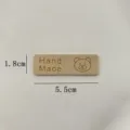 Cute bear leather tag with handmade text for DIY hats, scarves, and bags decoration items. - Bear Beige / L