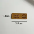 Brown leather handmade DIY label tag with smiley face, 3.8x1.4cm sewing accessories for crafts. - Smiley Face / 3.8x1.4cm / Brown