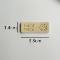 Cute smiley face leather label for handmade sewing DIY crafts, hats, scarves and bags decor. - Smiley Face / 1.4x3.8cm / Beige