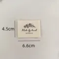 Cotton fabric label handmade DIY garment clothing sew-on tag with floral design 6.6x4.5cm - Flower