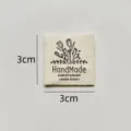 Cotton handmade fabric label with tulip print and 3cm size for clothing and craft DIY. - cm004