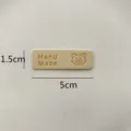 Cute bear leather label handmade tag badge for DIY hats scarves sewing accessories 5x1.5cm - Bear Beige / M