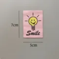 Pink smile lightbulb fabric label clothing patch DIY decorative badge size 7x5cm app - Smile Bulb Woven Patch (zm231) / 7x5cm