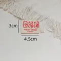 Korean handmade cotton fabric label with cute bear print, clothing accessory, 4.5x3cm - Bear with Three Fruits