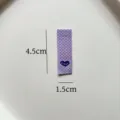 Purple folded woven label with Fresh heart embroidery, size 4.5x1.5cm for DIY clothing crafts. - Purple Diamond Fresh Style (zm111) / 4.5x1.5cm