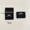 Cute bow handmade woven label black polka dot fabric tag for DIY clothing hair accessories - Black Dot Bowknot Style (zmcb001)