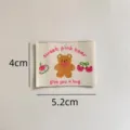 Handmade woven fabric label patch with cute bear embroidery for clothing bags and shoes 4x5cm - Cherry Bear