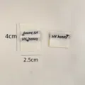 Custom fabric labels with cute bow and brand text for handmade doll clothes and hair accessories. - Off-White HY.honey Style (zmcb003)
