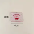 Korean style pink polka dot cherry woven label for clothing bags sewing DIY crafts 4x3cm - Cherry Polka Dot(zm583)