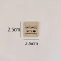 Square handmade suede leather tag with embossed text and heart design, size 2.5x2.5cm for DIY craft. - Square 03