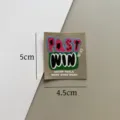 Trendy woven fabric patch with graffiti letter print, perfect for clothing and bag decoration. - Win Khaki Heat Transfer / Khaki