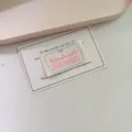 DIY Handmade Cloth Woven Label Sewing Patch Badge For Bags Clothes Scarves Decor - Blue Border Pink Text (2.9x5.2cm)