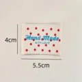 Handmade woven cloth label with red polka dots and lovely blue embroidery text for sewing. - Red Polka Dot