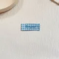 Blue gingham fabric label patch with embroidery DIY clothing accessories sewing decoration - Zm851