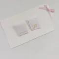 Korean style handmade fabric label fold tag with bow for bags and hair scrunchies DIY - Khaki Bow
