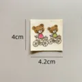 Cotton cloth label patch cute bear bicycle design diy accessories clothing tags 4x4.2cm - Biking Bear Style (sy087)