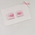 Hand made woven labels pink gingham fabric clothing tags cute bow craft accessories sewing decor - Pink Plaid Bowknot