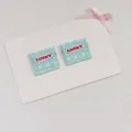 Korean style blue plaid woven fabric labels with Lucky print, perfect for handmade bag and garment DIY. - Blue Plaid Lucky