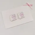 Korean style DIY handmade cloth label, cute pink heart love pattern square fabric badge. - Silver Dot Purple Heart