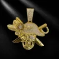 Gold rhinestone pirate skull pendant detail, hip hop style alloy necklace accessory for men. - Pendant Only (Without Chain) / Gold