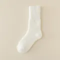 Einfarbige weiße thermische Mittelsocken mit Rippbündchen, weiche Winterkleidung. - EU 37-44 / Weiß