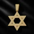 Collana con ciondolo stella di davide hip hop da uomo gioielli strass scintillanti dettaglio - un solo ciondolo, senza catena / Oro