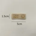 Beige leather label with smiley face and handmade text, 1.5x5cm diy clothing accessory patch. - Smiley Face Beige / M