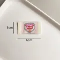 DIY woven fabric label pink plaid heart cherry handmade clothing accessories sewing badge 3x6cm - zm022