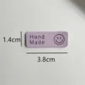 Handmade PU leather labels with cute smile face, clothing sewing DIY tags 3.8x1.4cm - Smiley Face / 3.8x1.4cm / Lavender