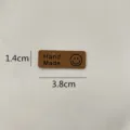 Handmade leather tag with smiley face, brown suede label for hats, scarves and bags. - Smiley Face Dark Brown / S