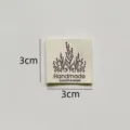 Pure cotton handmade fabric label with botanical design, 3x3cm clothing sewing accessory. - cm003