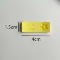Yellow leather DIY label tag with flower design and pretty good text for sewing crafts. - Flower / 1.5x4cm / Yellow