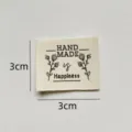 Cotton handmade fabric label featuring floral design and lovely text for clothing and sewing DIY. - CM005