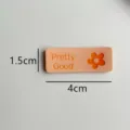 Handmade PU leather clothing labels tags with cute flower print for DIY sewing crafts. - Flower / 4x1.5cm / Light Orange