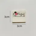 Cotton handmade clothing label with balloon pattern, 3x3cm sewing craft fabric tag. - cm007