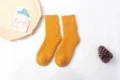 Herren Wollsocken dicker Winter warm mittelhoch grob gestrickt einfarbig gemütliche Socken - Passend für Größe EU 38-46 / Damen Wolle Ingwergelb