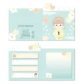 Bonito juego de notas adhesivas de estilo japonés con cerezos y diseño de niña. - Chica Sakura / 75 Piezas/Paquete / Rosa