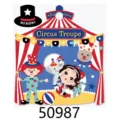 NEKONI tarjeta de pegatinas decorativas tema circo, diseño niña bonita y payaso para diario. - Circo (50987) / Juego de 36 Piezas