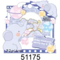 Lindo paquete de pegatinas de papel Nekoni elefante estrellado para decoración de diario 32pcs - 51175 Circo de elefantes (8 estilos * 3, 24 piezas en total)