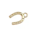 Golden horseshoe charm detail, DIY jewelry making pendant, metal alloy accessory close-up. - Horseshoe Charm / Gold