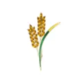 Elegante graanaarbroche met gele kristallen en groen email, perfect voor jassen en pakken. - Tarwe-aar Emaille Stijl (A-2-02)