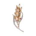Elegante rosé gouden tarwe broche met amberkleurige kristallen voor jas en pak - Roségouden Champagne Tarwe Stijl (A-2-05)