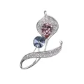 Elegant floral brooch featuring sparkling crystals and a stylish design for women's wear. - A-2-17 (Pink)