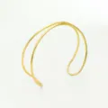 Gold open arm cuff bangle, minimalist double layer metal bracelet for women fashion. - Single Criss-Cross - Gold