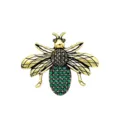 Exquisite crystal bee brooch, gold-plated insect lapel pin with green and black rhinestones. - Green