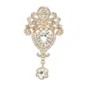 Gold vintage crystal statement brooch elegant teardrop rhinestone women fashion jewelry - D-2-14