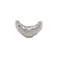 Silver croissant brooch pin, elegant niche design lapel accessory for trendy couples. - Silver