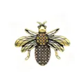 Vintage gold tone crystal bee brooch pin for women, elegant insect lapel dress jewelry gift. - Yellow